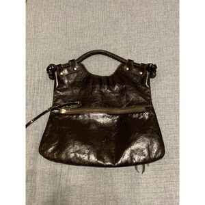 Vintage Chic Dark Brown Textured Leather Hobo Shoulder/hand Bag